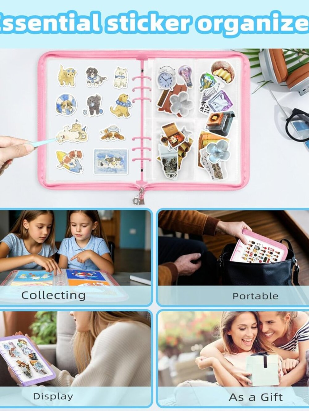 Sticker Organizer Binder Sticker Storage Organizer Reusable Sticker Book Collect - Picture 7 of 7